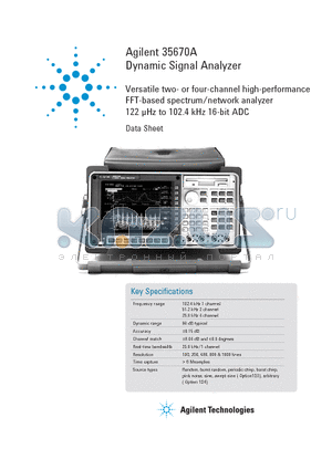 35670A datasheet - Dynamic Signal Analyzer