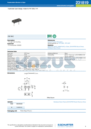 7149.9019.03 datasheet - Fuseholder Open Design, Holder for FRT 250x, THT