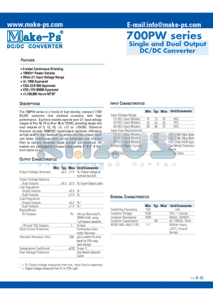 715D12PW datasheet - Single and Dual Output DC/DC Converter