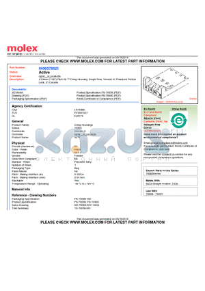 50-57-9521 datasheet - 2.54mm (.100