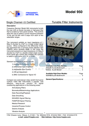 950H8B datasheet - Tunable Filter Instruments