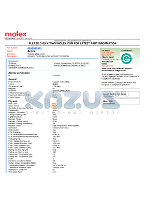 95503-2882 datasheet - 8/8 JACK THROUGH HOLE WITH KEY VERSION