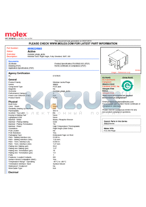 95622-4883 datasheet - Modular Jack, Right Angle, Fully Shielded, SMT, 8/8