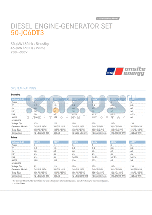 50-JC6DT3 datasheet - DIESEL ENGINE-GENERATOR SET