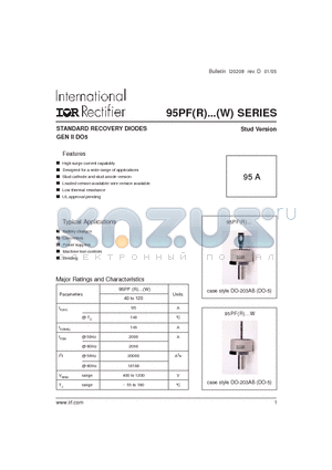 95PFR120W datasheet - STANDARD RECOVERY DIODES GEN II DO5