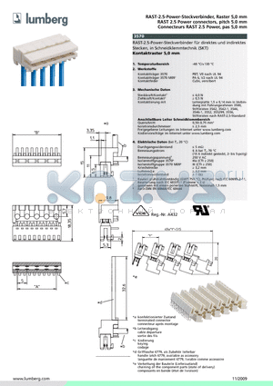 357006 datasheet - RAST-2.5-Power-Steckverbinder, Raster 5,0 mm