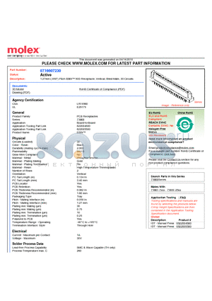 71660-7230 datasheet - 1.27mm (.050) Pitch EBBI 50D Receptacle, Vertical, Blind-Mate, 30 Circuits