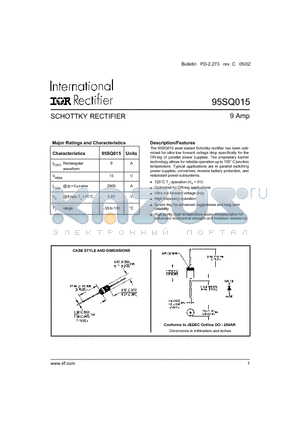 95SQ015TR datasheet - SCHOTTKY RECTIFIER 9 Amp