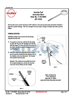 0011-02-0003 datasheet - Insertion Tool Instruction Sheet