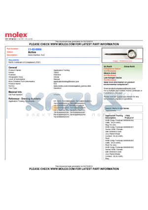 0011-02-0008 datasheet - Hand Insertion Tool