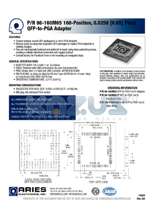 96-160M65 datasheet - QFP-to-PGA Adapter