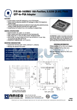 96-160M65-P datasheet - QFP-to-PGA Adapter