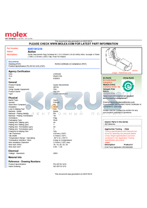 35718-1210 datasheet - Quick Disconnect Flag Terminal for 1.31-0.52mmb (18-20 AWG) Wire, Accepts 4.75mm (.189