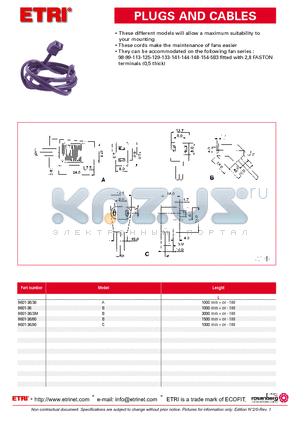 9601-36 datasheet - PLUGS AND CABLES