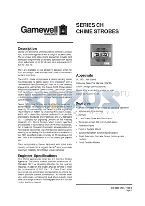 71761 datasheet - SERIES CH CHIME STROBES