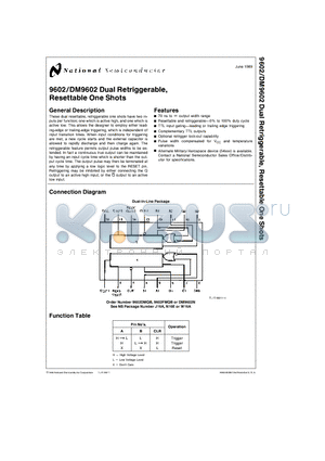 9602 datasheet - Dual Retriggerable, Resettable One Shots