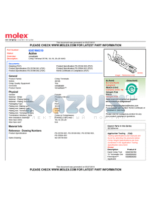 357460310 datasheet - Crimp Terminal 35746, 1818, 2020 AWG