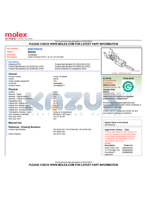 357470310 datasheet - Crimp Terminal 35747, 1818, 2020 AWG