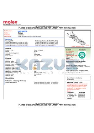 357480310 datasheet - Crimp Terminal 35748, 1818, 2020 AWG