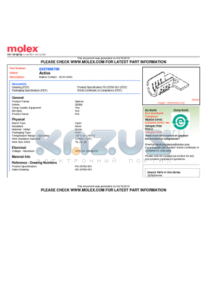 35760-0700 datasheet - Button Contact , 18-20 AWG