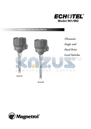 961-20A0-010 datasheet - Ultrasonic Single and Dual Point Level Switches