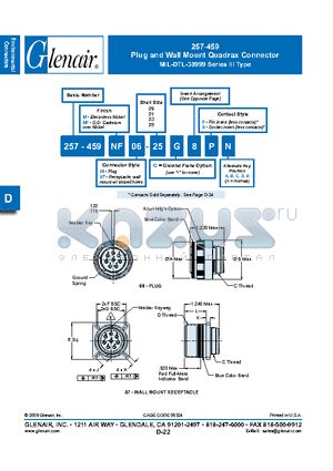 257-459M06-25 datasheet - Plug and Wall Mount Quadrax Connector