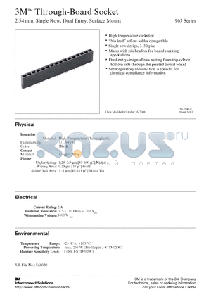 9631302000ARRT datasheet - 3M Through-Board Socket