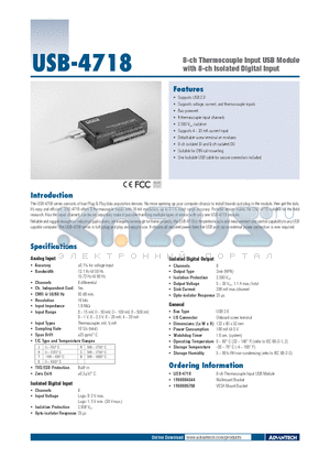 1960004544 datasheet - 8-ch Thermocouple Input USB Module with 8-ch Isolated Digital Input