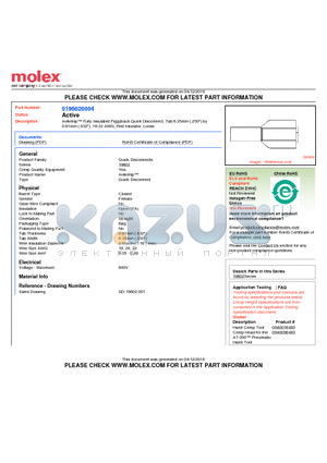 196020004 datasheet - Avikrimp Fully Insulated Piggyback Quick Disconnect, Tab 6.35mm (.250