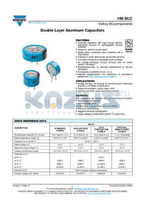 196DLC_12 datasheet - Double Layer Aluminum Capacitors