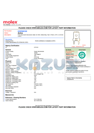 19705-4103 datasheet - PCB Tab Quick Disconnect, Male, for Wire, Metal Strip, Tab 4.75mm (.187