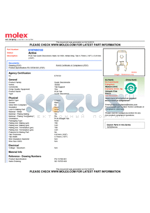 197054103 datasheet - PCB Tab Quick Disconnect, Male, for Wire, Metal Strip, Tab 4.75mm (.187