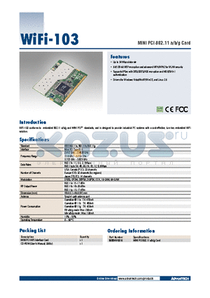 968EMW0016 datasheet - MINI PCI 802.11 a/b/g Card