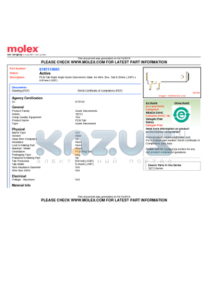 19711-4001 datasheet - PCB Tab Right Angle Quick Disconnect, Male, for Wire, Box, Tab 6.35mm (.250