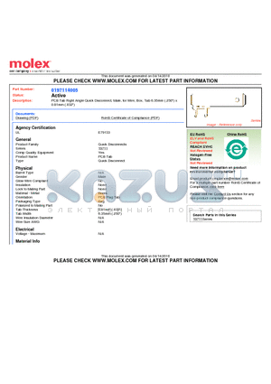 19711-4005 datasheet - PCB Tab Right Angle Quick Disconnect, Male, for Wire, Box, Tab 6.35mm (.250