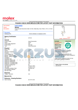 197124003 datasheet - PCB Tab Quick Disconnect, Male, for Wire, Metal Strip, Tab 2.79mm (.110