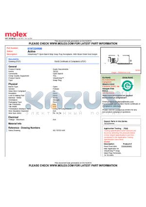 197234400 datasheet - VibraKrimp Open Barrel Strip Snap Plug Receptacle