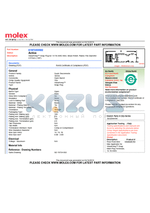 197244402 datasheet - VibraKrimp Snap Plug for 14-18 AWG Wire