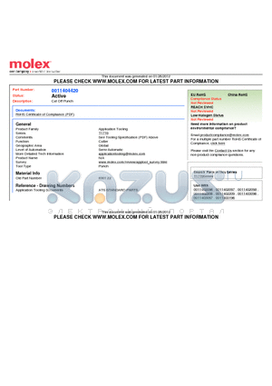 0011-40-4420 datasheet - Cut Off Punch