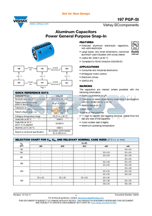 197PGP-SI_11 datasheet - Aluminum Capacitors Power General Purpose Snap-In