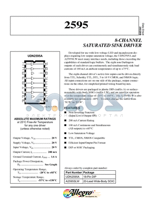 2595 datasheet - 8-CHANNEL SATURATED SINK DRIVER