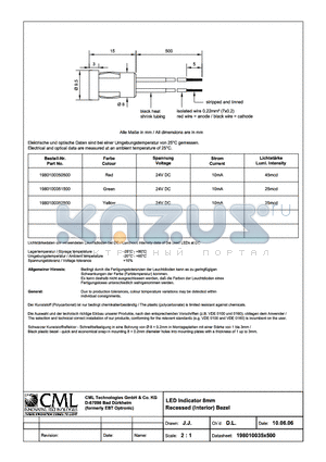 1980100351500 datasheet - LED Indicator 8mm Recessed(Interior) Bezel