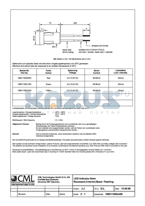 1980110050450 datasheet - LED Indicator 8mm Recessed (Interior) Bezel Flashing