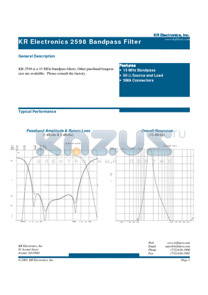 2598 datasheet - Bandpass Filter