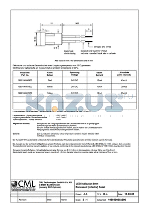 1980100352900 datasheet - LED Indicator 8mm Recessed (Interior) Bezel