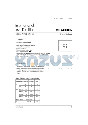 25A datasheet - SINGLE PHASE BRIDGE