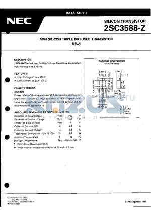25A1400-Z datasheet - NPN SILICON TRIPLE DIFFUSED TRANSISTOR MP-3