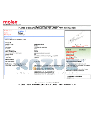 001101-0117 datasheet - Hand Crimper