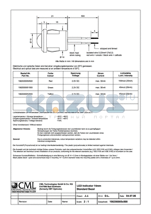 1982000050500 datasheet - LED Indicator 14mm Standard Bezel