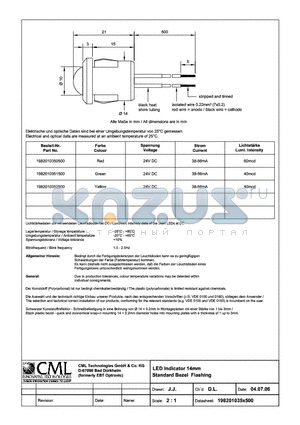 1982010351500 datasheet - LED Indicator 14mm Standard Bezel Flashing